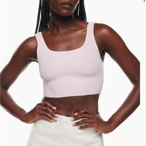 Babaton Sculpt Knit Squareneck Crop Tank in Munroe Mauve